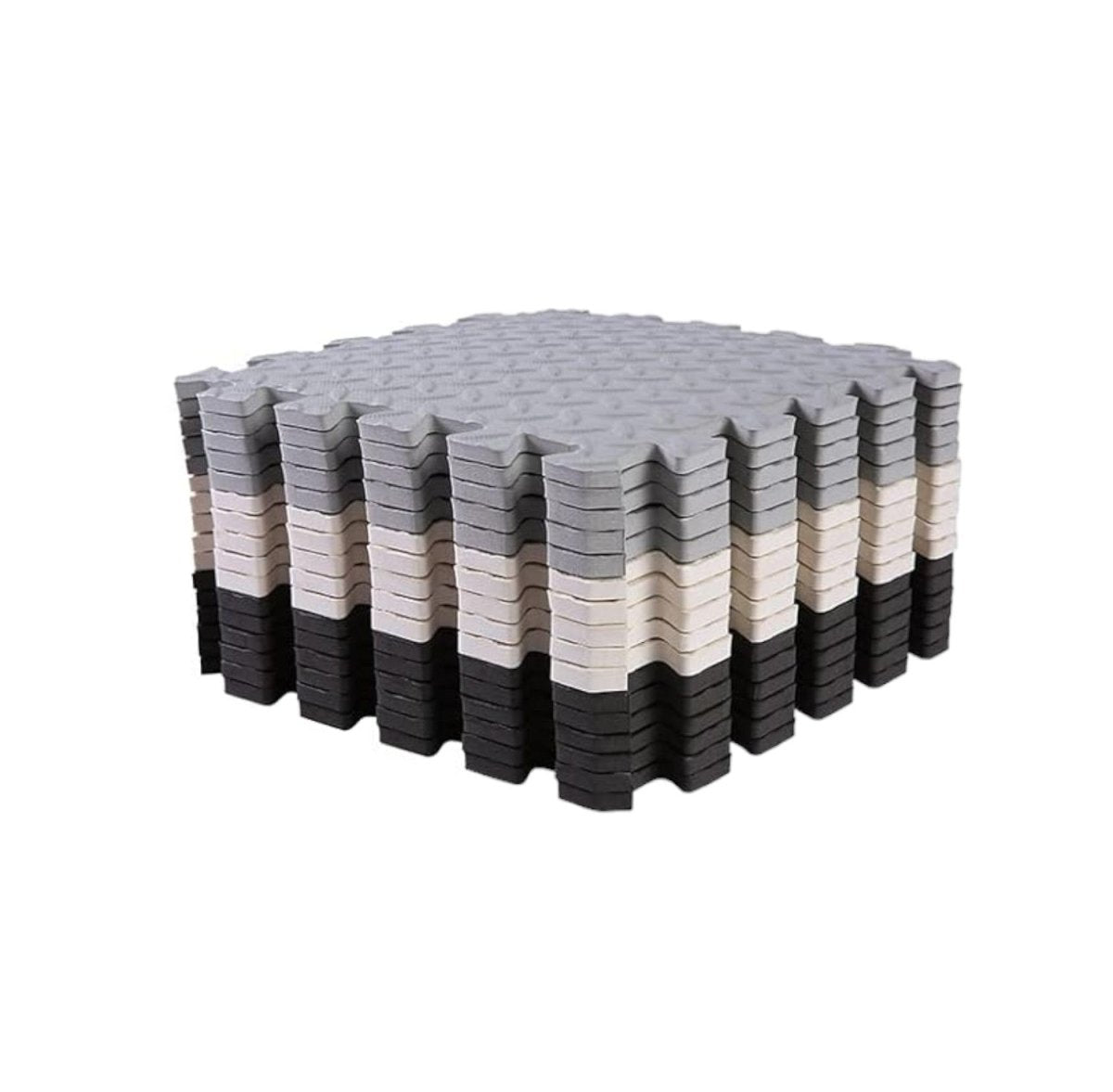 16-Piece Interlocking Foam Play Mats, Grey, White & Black for Kids