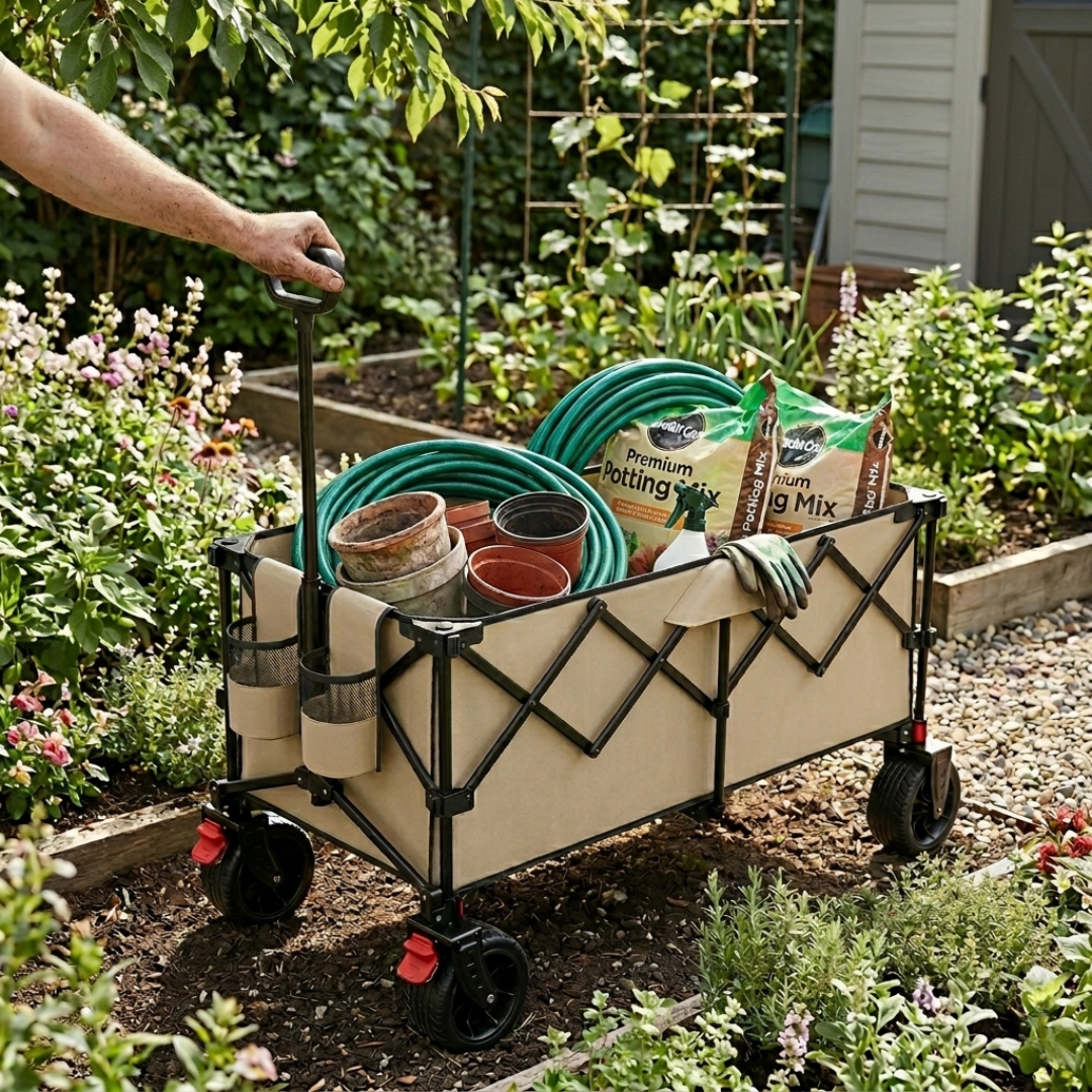 500 lb Folding Wagon Cart Alloy Steel Frame Transport Utility Unit
