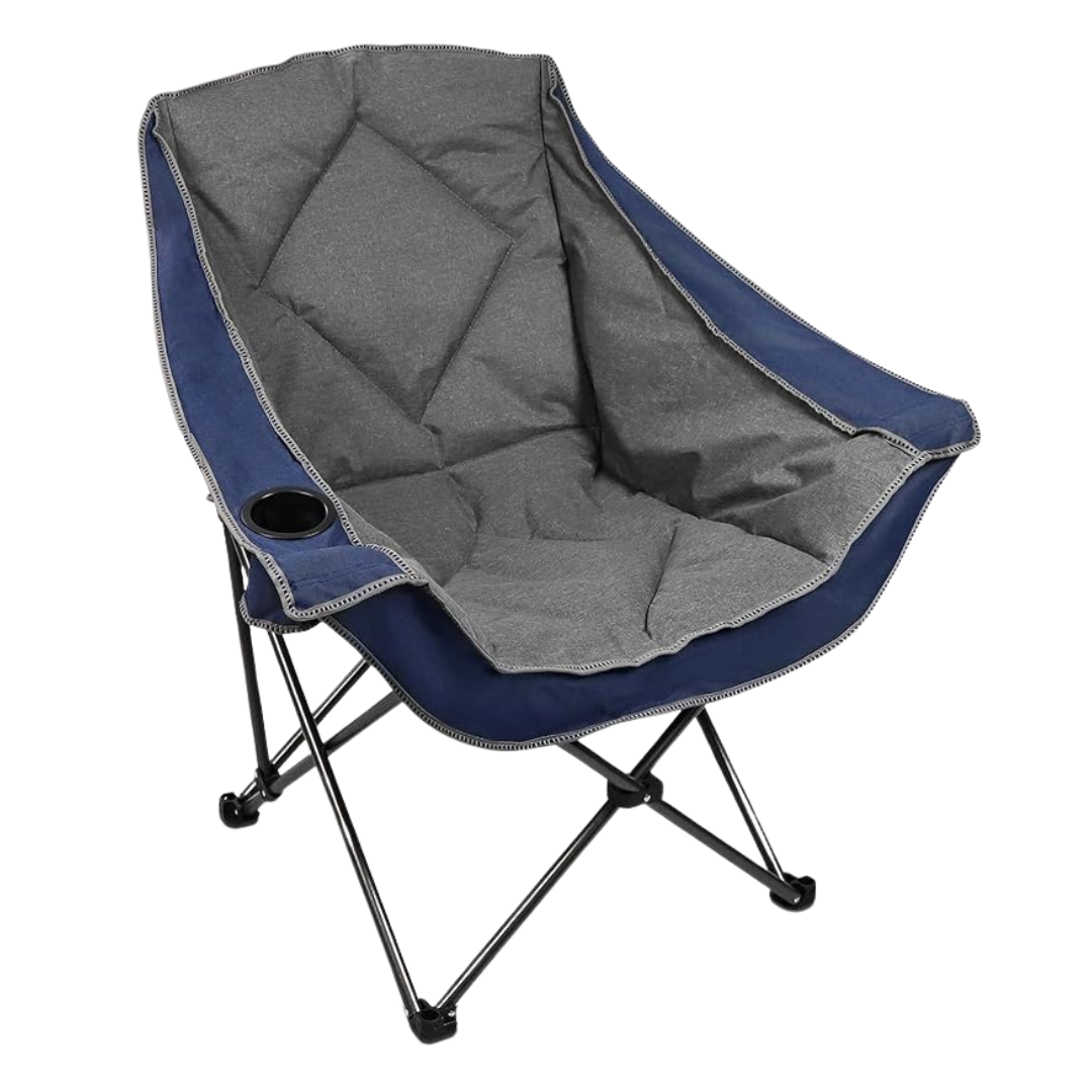 Folding Camping Chair with Cup Holder, Padded Oversized Seat