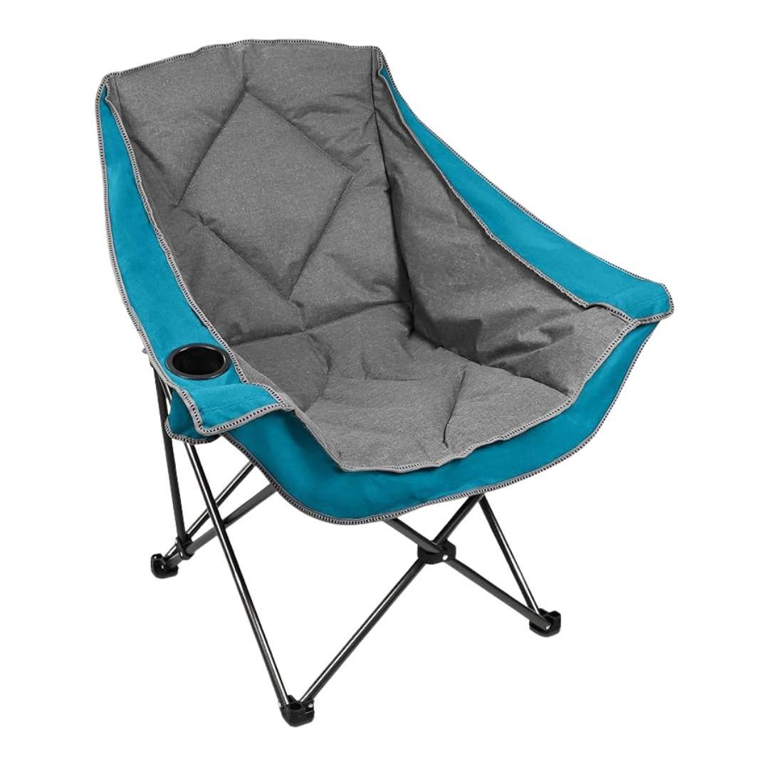 Folding Camping Chair with Cup Holder, Padded Oversized Seat