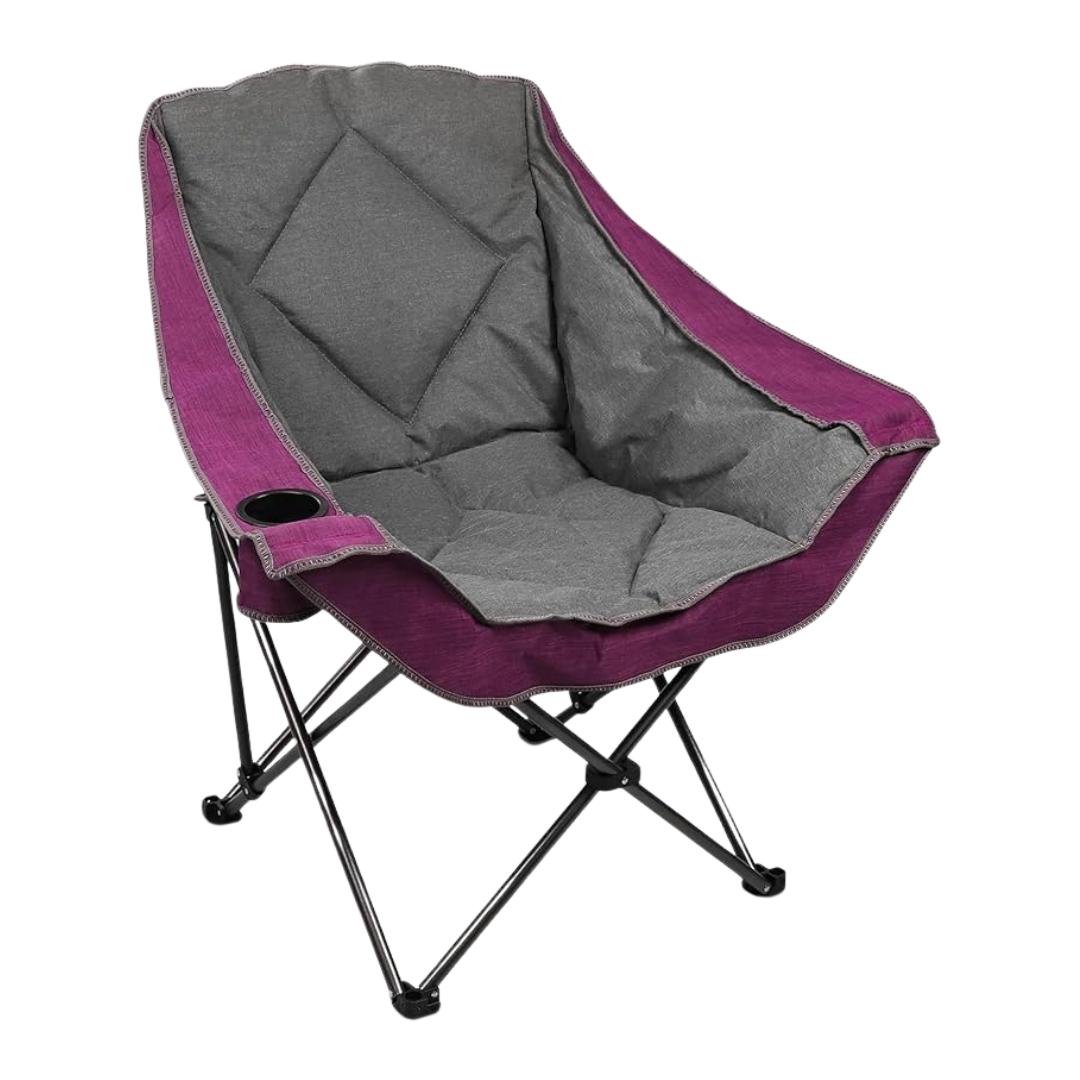 Folding Camping Chair with Cup Holder, Padded Oversized Seat