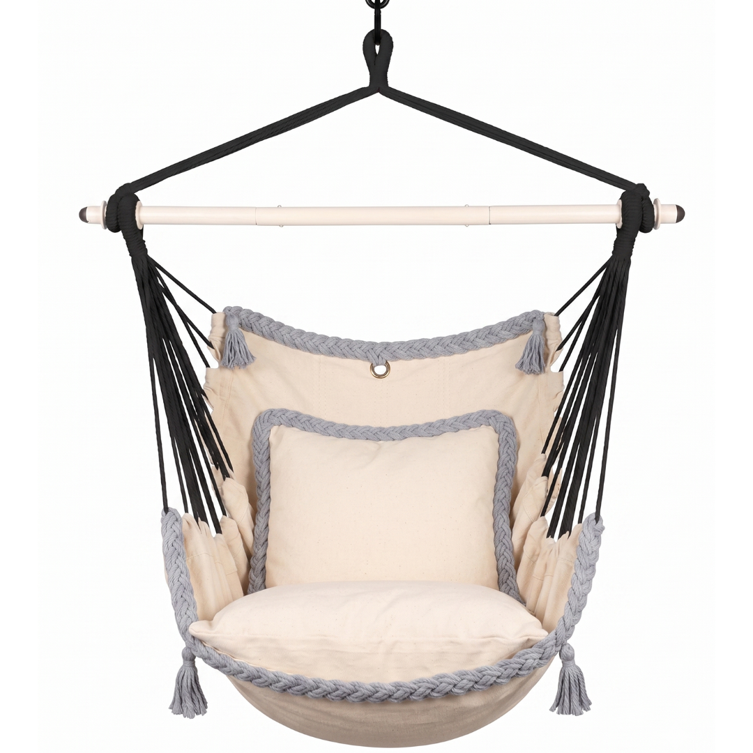 Hanging Hammock Chair Swing with Cushions for Patio and Garden