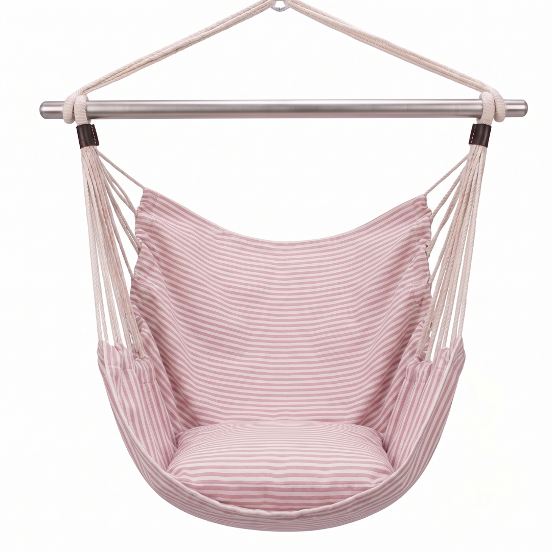 Hanging Hammock Chair Swing with Steel Bar and 500 lb Capacity