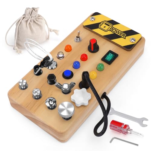 Montessori Busy Board with LED Lights and Switches for Toddlers