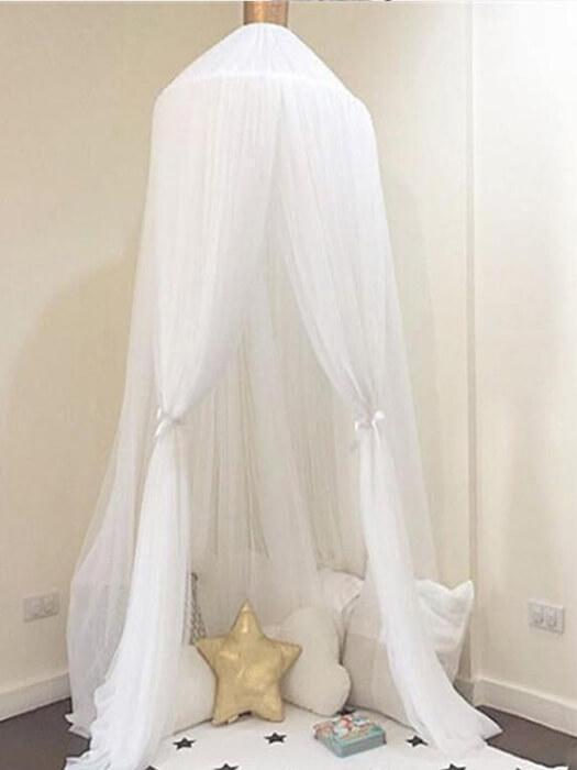 Round Crib Canopy with Dome Top, Mesh Curtain for Baby Nursery Decor