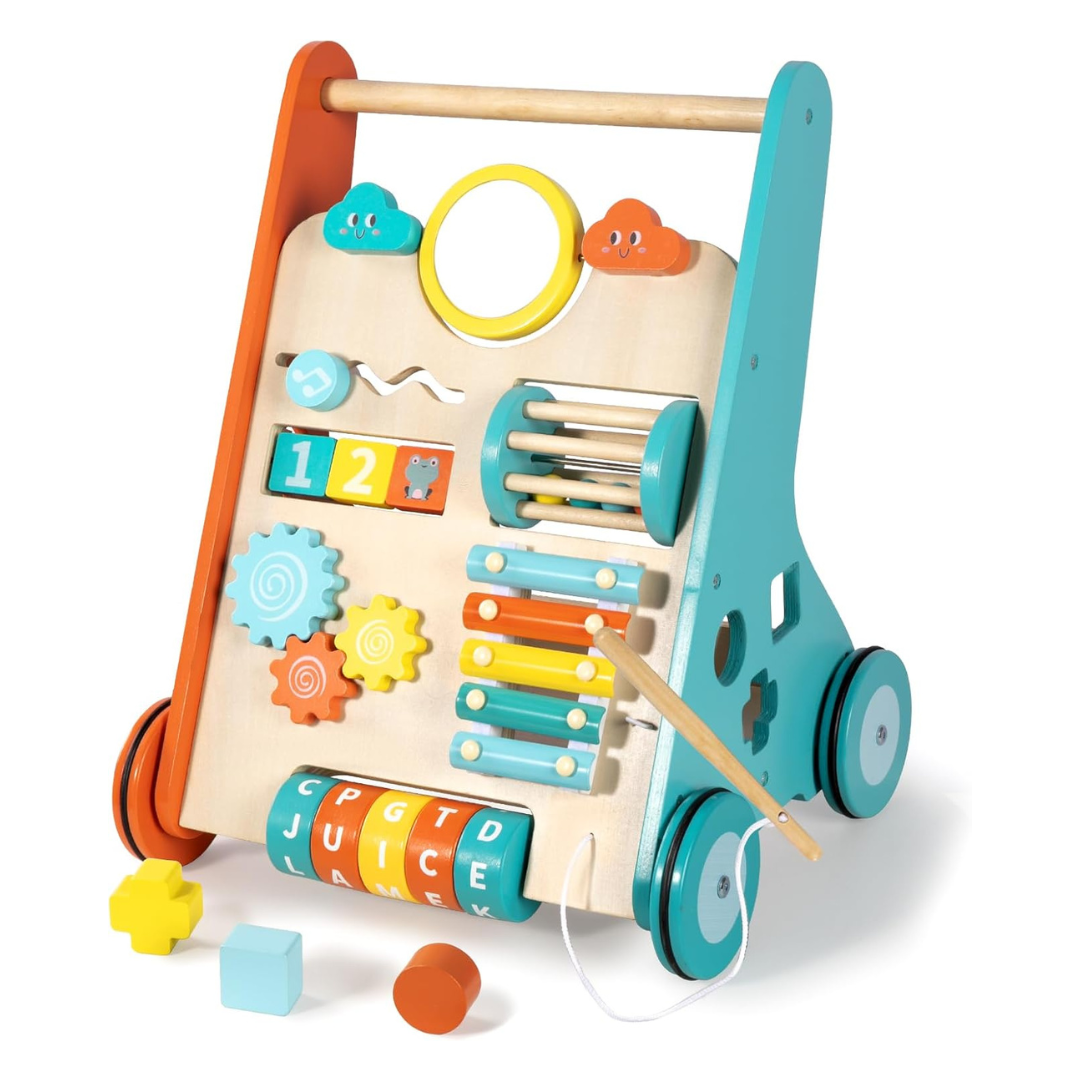Wooden Baby Walker for 1 Year Old Montessori Push Toy and Activity