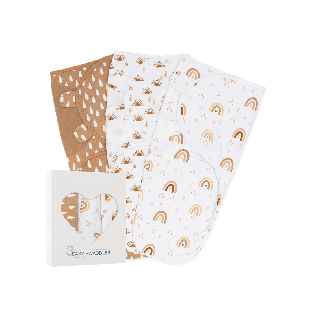 3-Pack Cotton Baby Swaddle Blankets with Velcro Closure, 0-6 Months