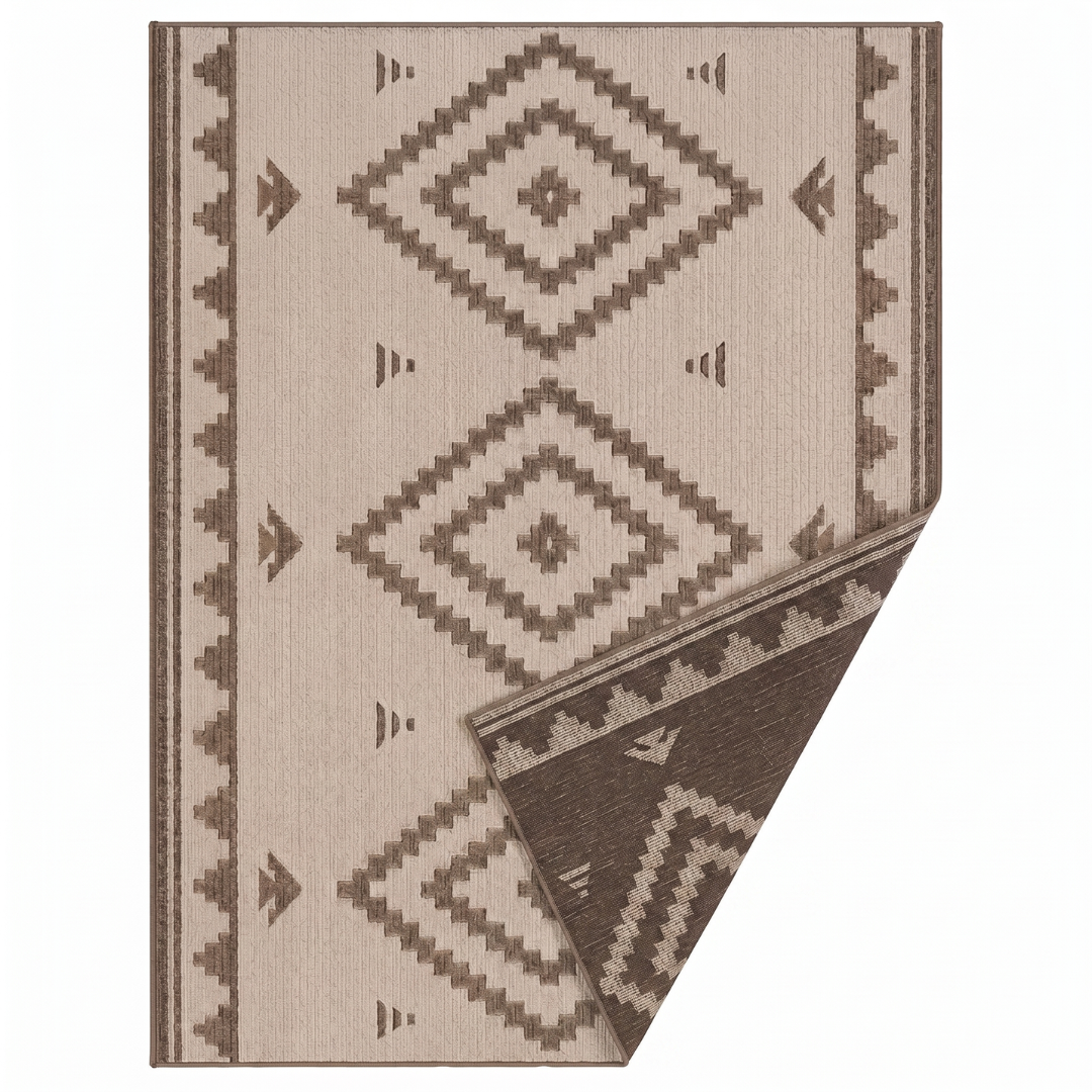 5 x 8 ft Reversible Woven Outdoor Rug for Patio, RV, Deck Use