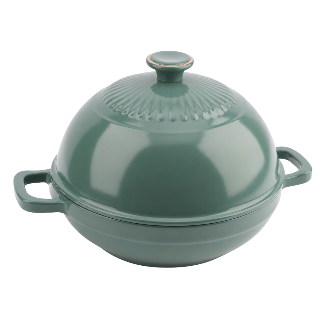 6 Quart Enameled Cast Iron Bread Oven with Dome Lid for Baking