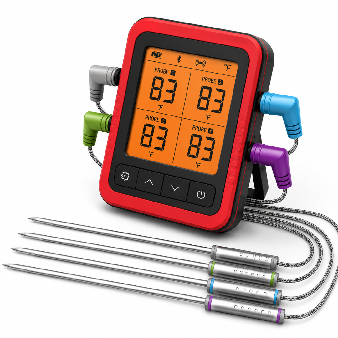 Bluetooth Meat Thermometer with 4 Probes for Grill and Smoker
