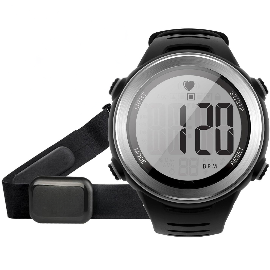 Digital Pulse Monitor Watch with Chest Strap and 5ATM Rating