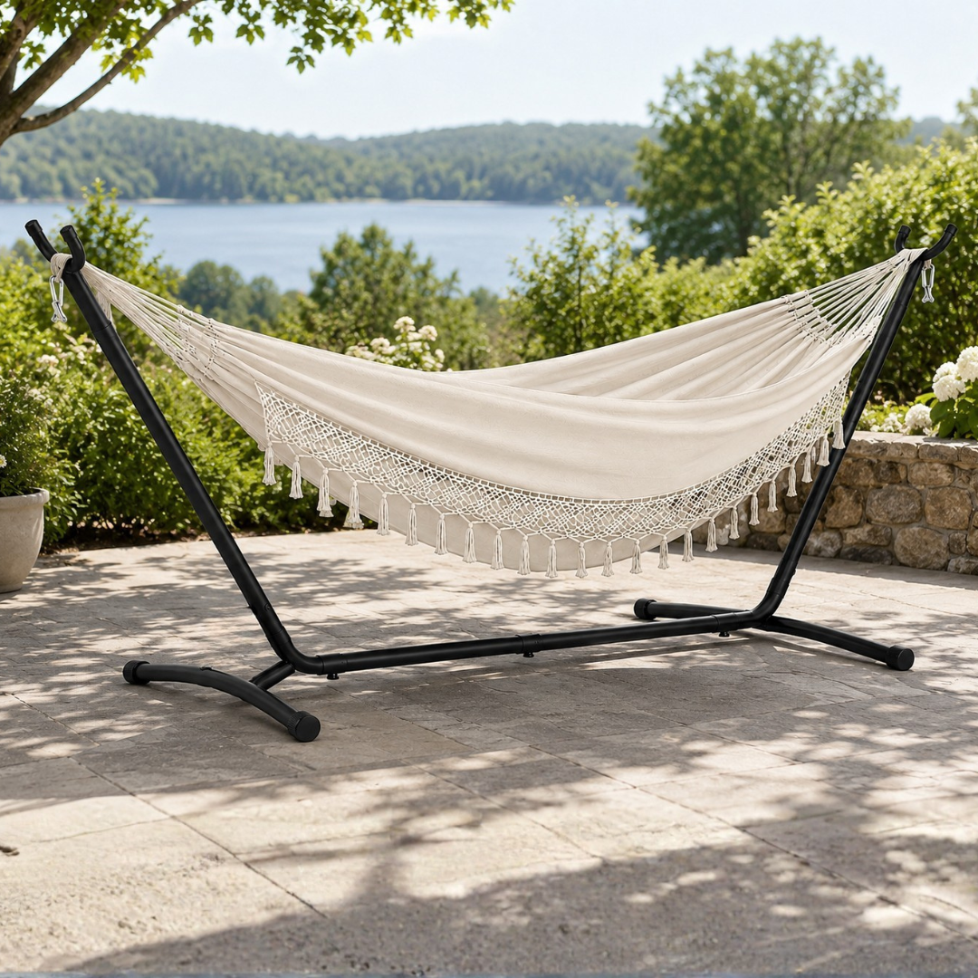 Double Hammock with Steel Stand 450 lb Capacity Carrying Bag