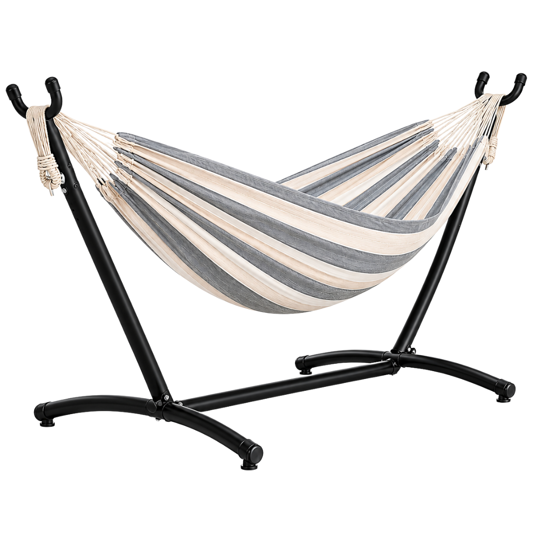 Double Hammock With Steel Stand 450 lb Capacity for Patio Yard Use