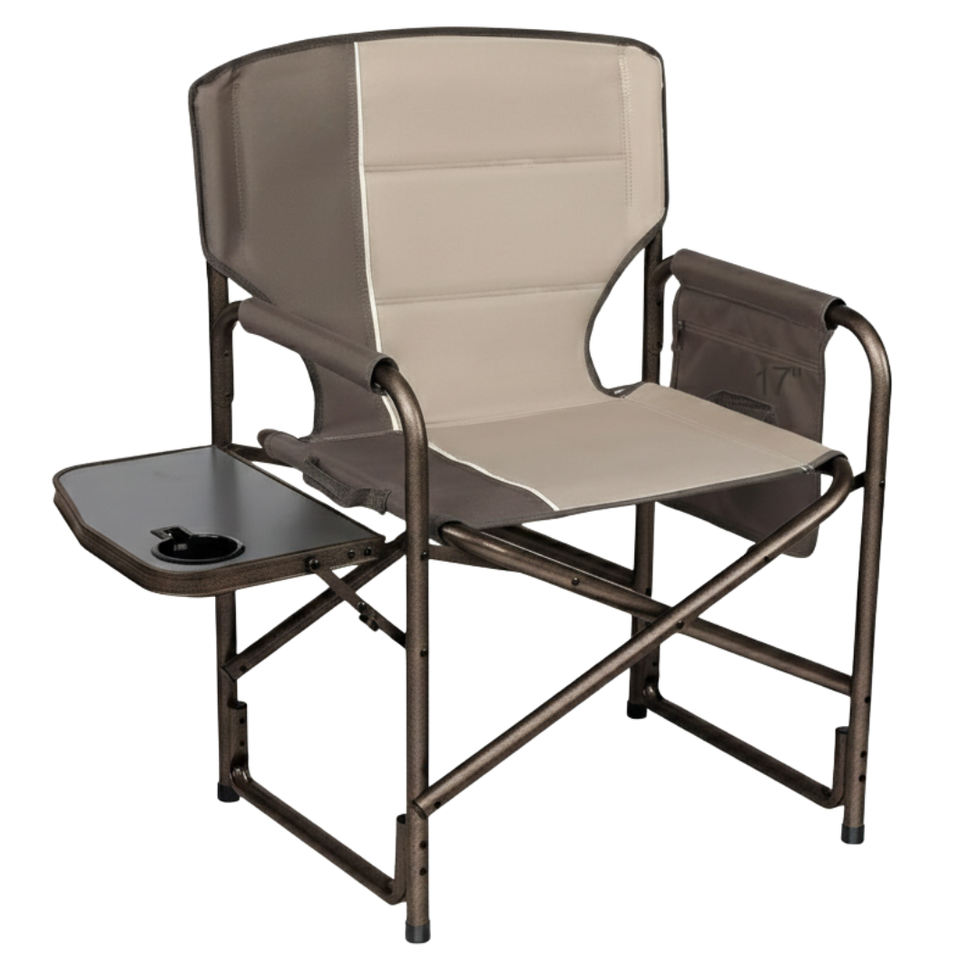 Foldable Aluminum Camping Chair with Side Table, 400 lb Rating
