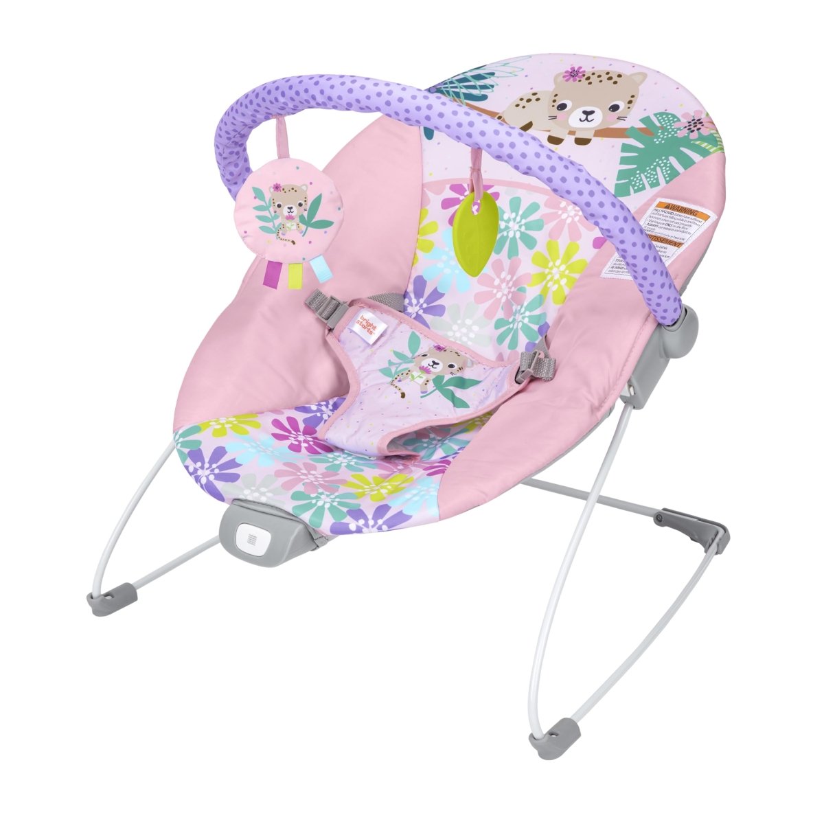 Foldable Baby Bouncer with Deep Supportive Seat, Vibration, and 2 Toys