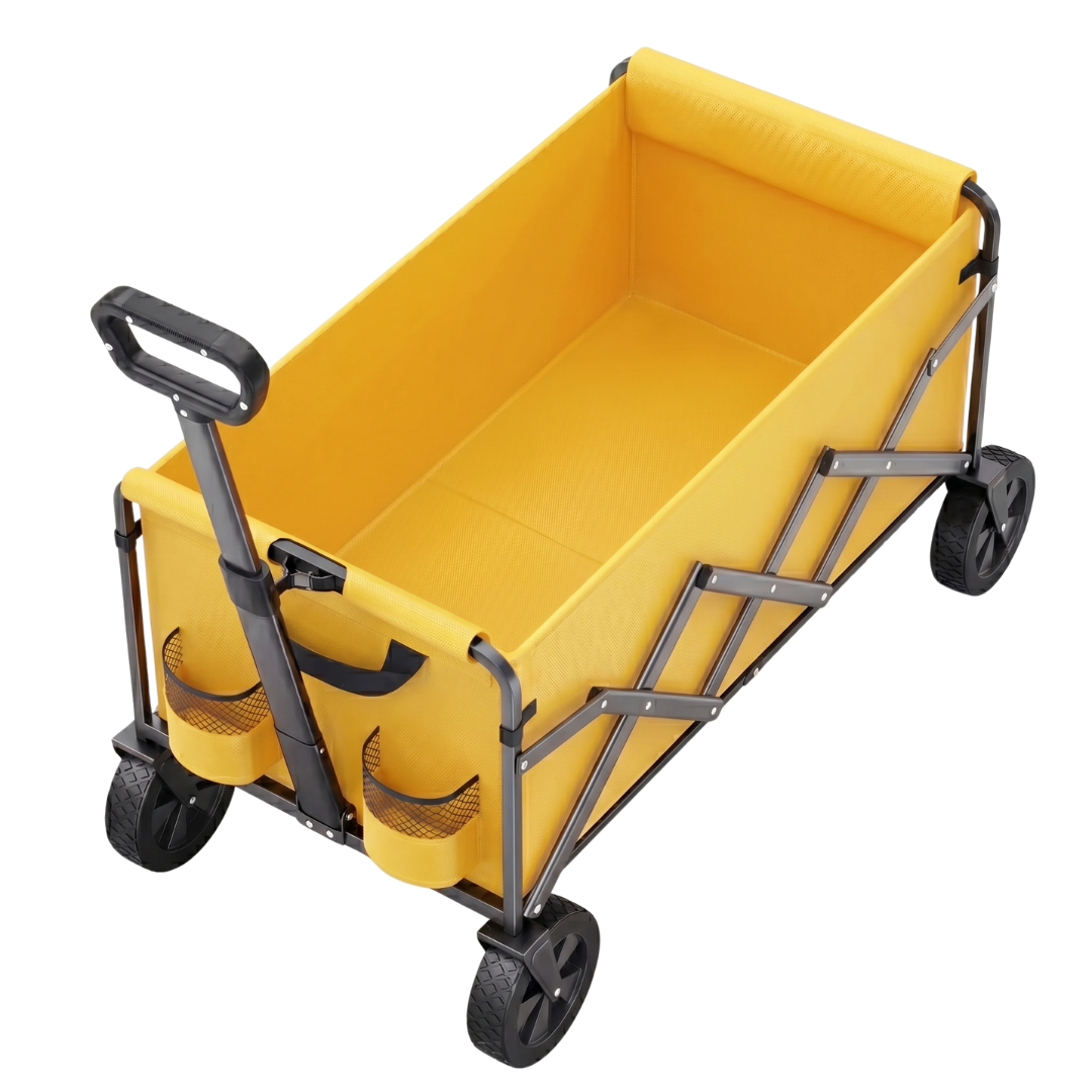 Foldable Utility Wagon Cart with Adjustable Handle and Steel Frame