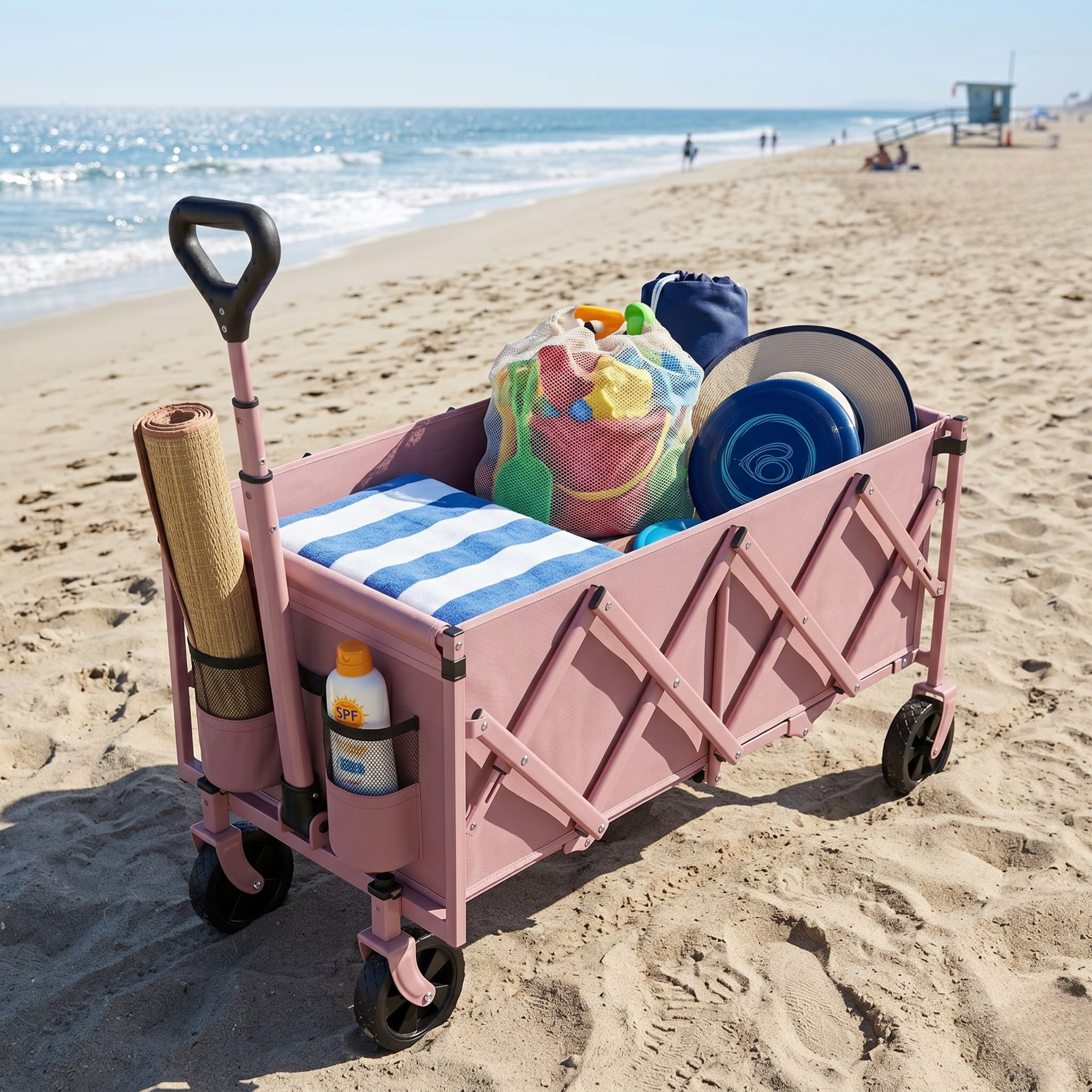 Foldable Utility Wagon Cart with Swivel Wheels and 360 lb Capacity
