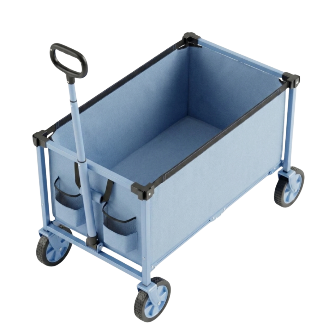 Foldable Utility Wagon Cart with Telescopic Handle and Swivel Wheels