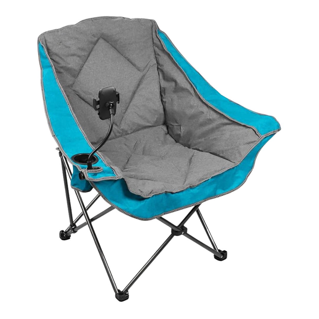 Folding Camping Chair with Cup Holder, Padded Oversized Seat