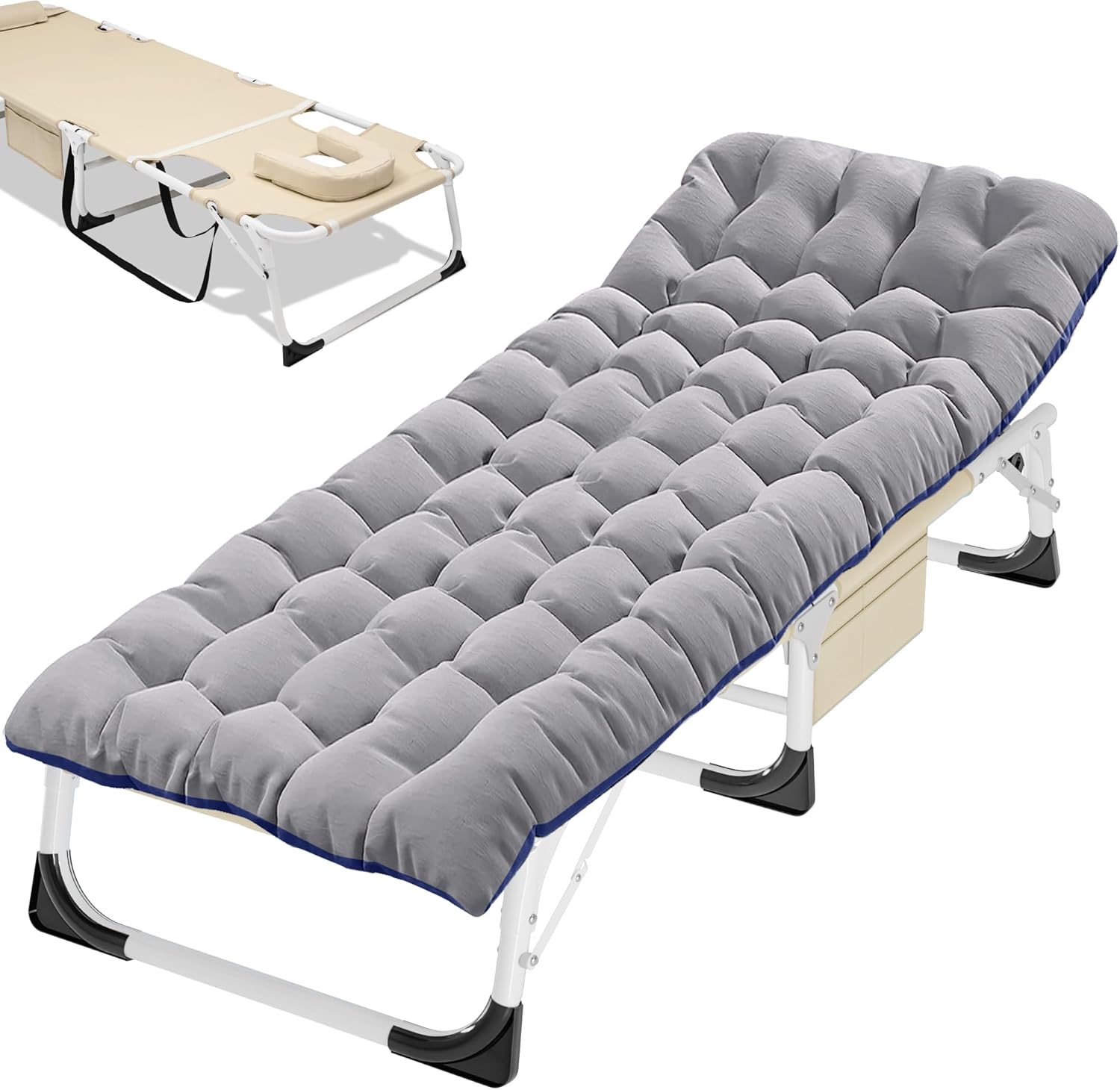Folding Camping Cot with Detachable Padded Mattress, 900 lbs Load