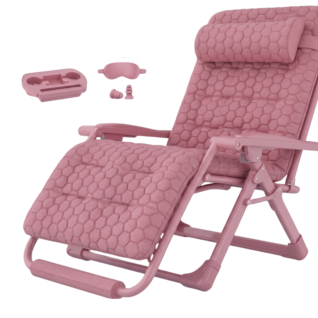 Folding Reclining Chair with Removable Cushion, Footrest and Tray
