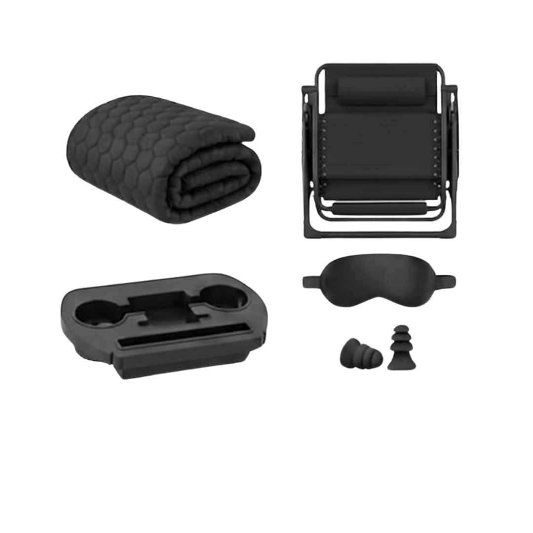 Folding Reclining Chair with Removable Cushion, Footrest and Tray