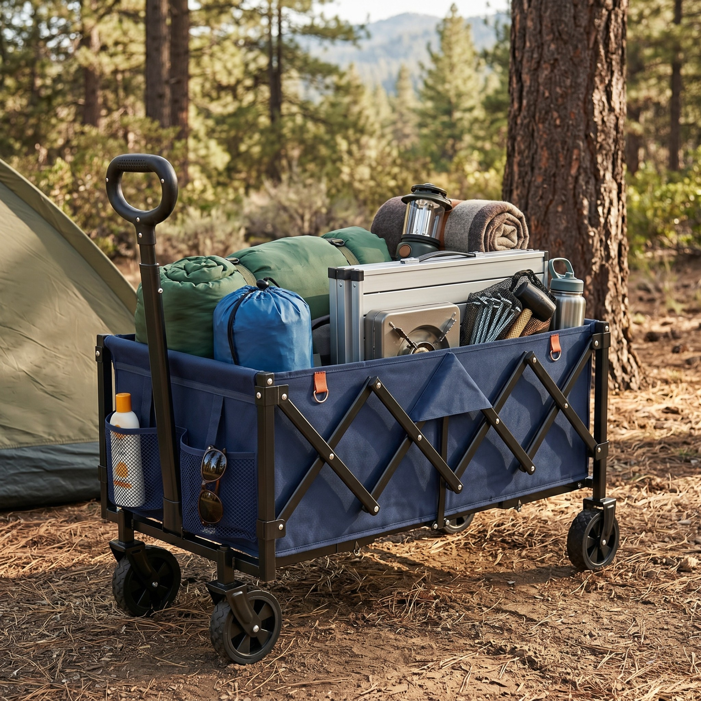Folding Wagon Cart with Alloy Steel Frame and 360 lb Capacity