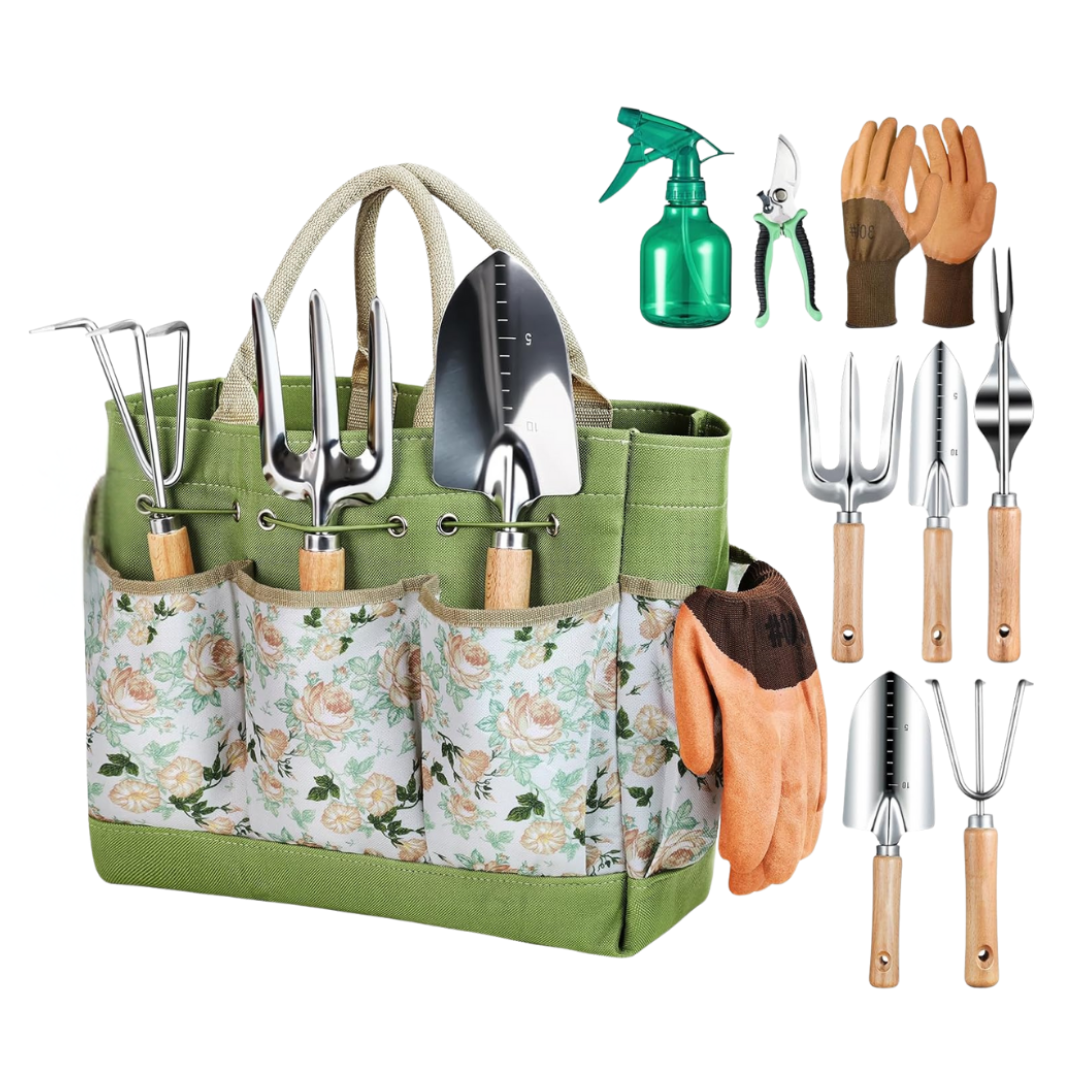 Garden Tool Set with Storage Tote Bag, Stainless Steel Tools