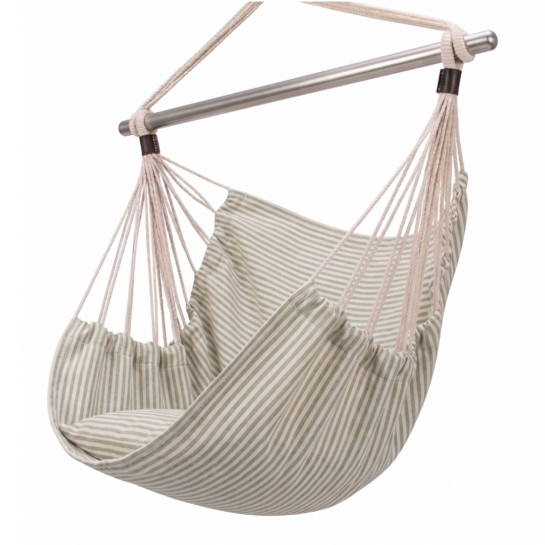 Hanging Hammock Chair Swing with Steel Bar and 500 lb Capacity