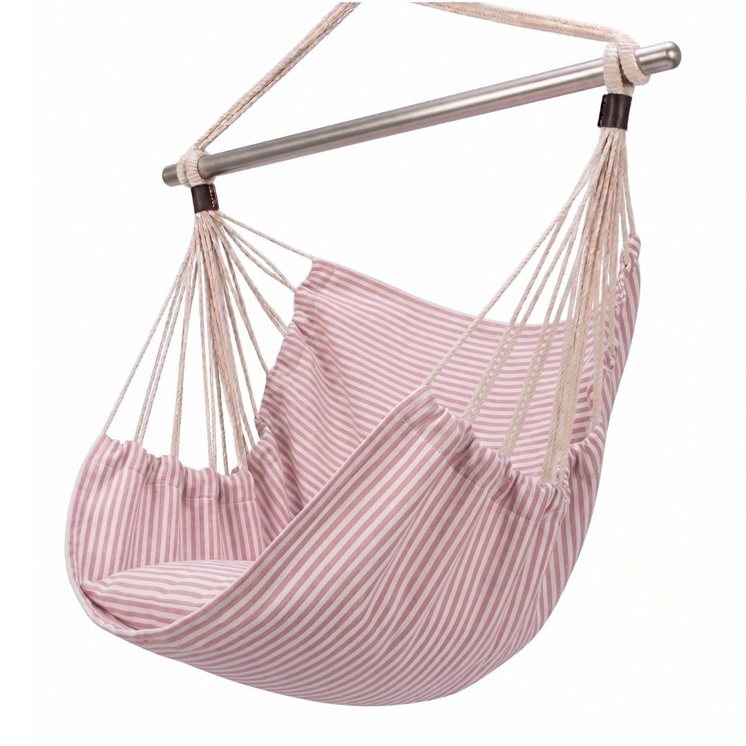 Hanging Hammock Chair Swing with Steel Bar and 500 lb Capacity