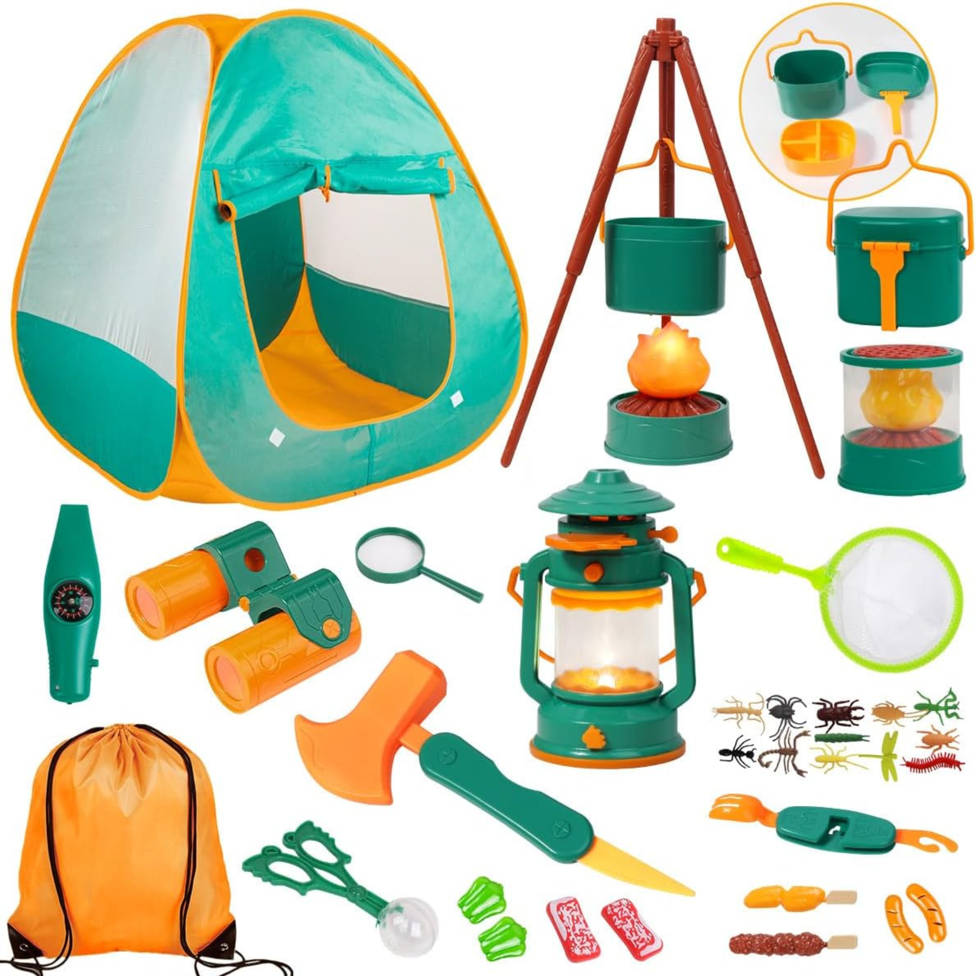 Kids Camping Set for Girls and Boys Indoor Outdoor Pretend Play