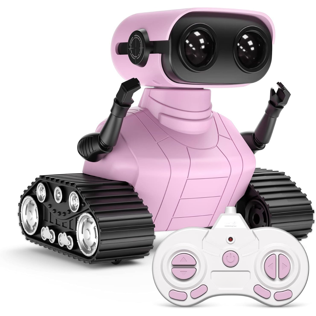 LED RC Robot Toy with Walkie Talkie, Music, and Programmable Actions