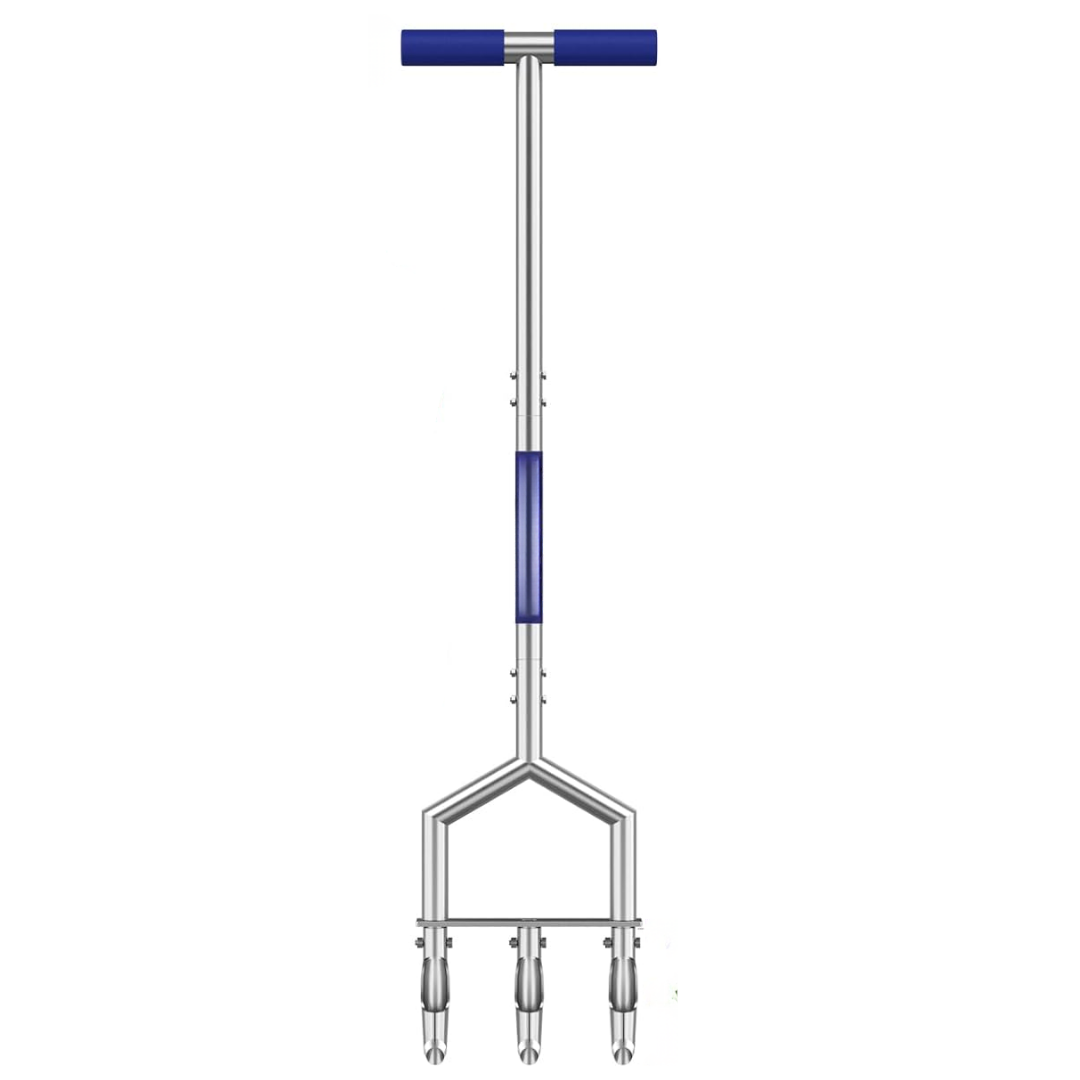Manual Push Core Aerator Lawn Tool with 3 Hollow Tines