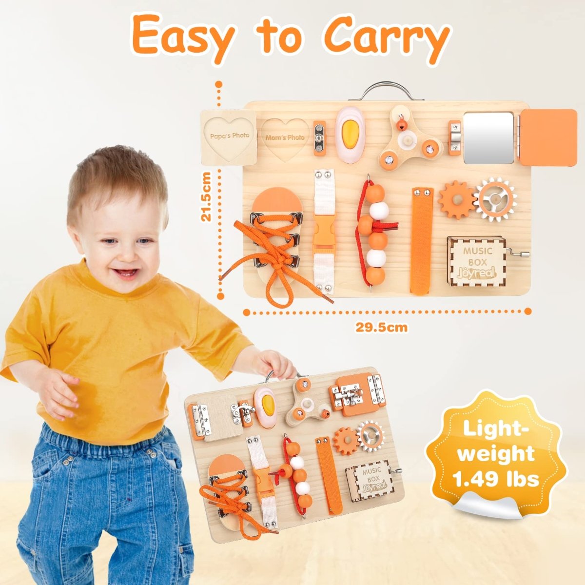Montessori Busy Board - Interactive Activity Panel for Toddlers 1-3