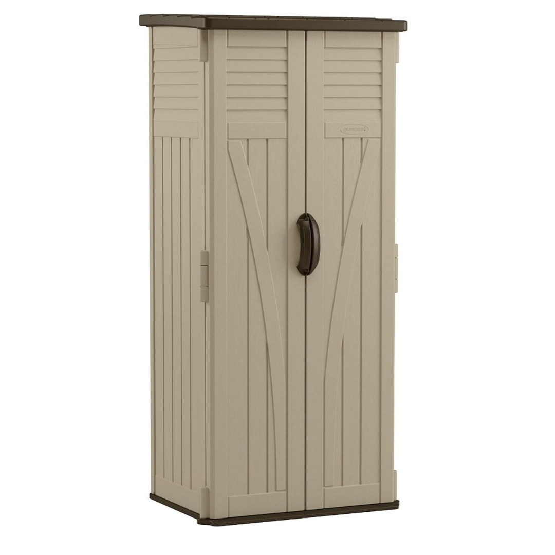 Outdoor Resin Storage Shed, Tall Vertical Cabinet with Double Doors