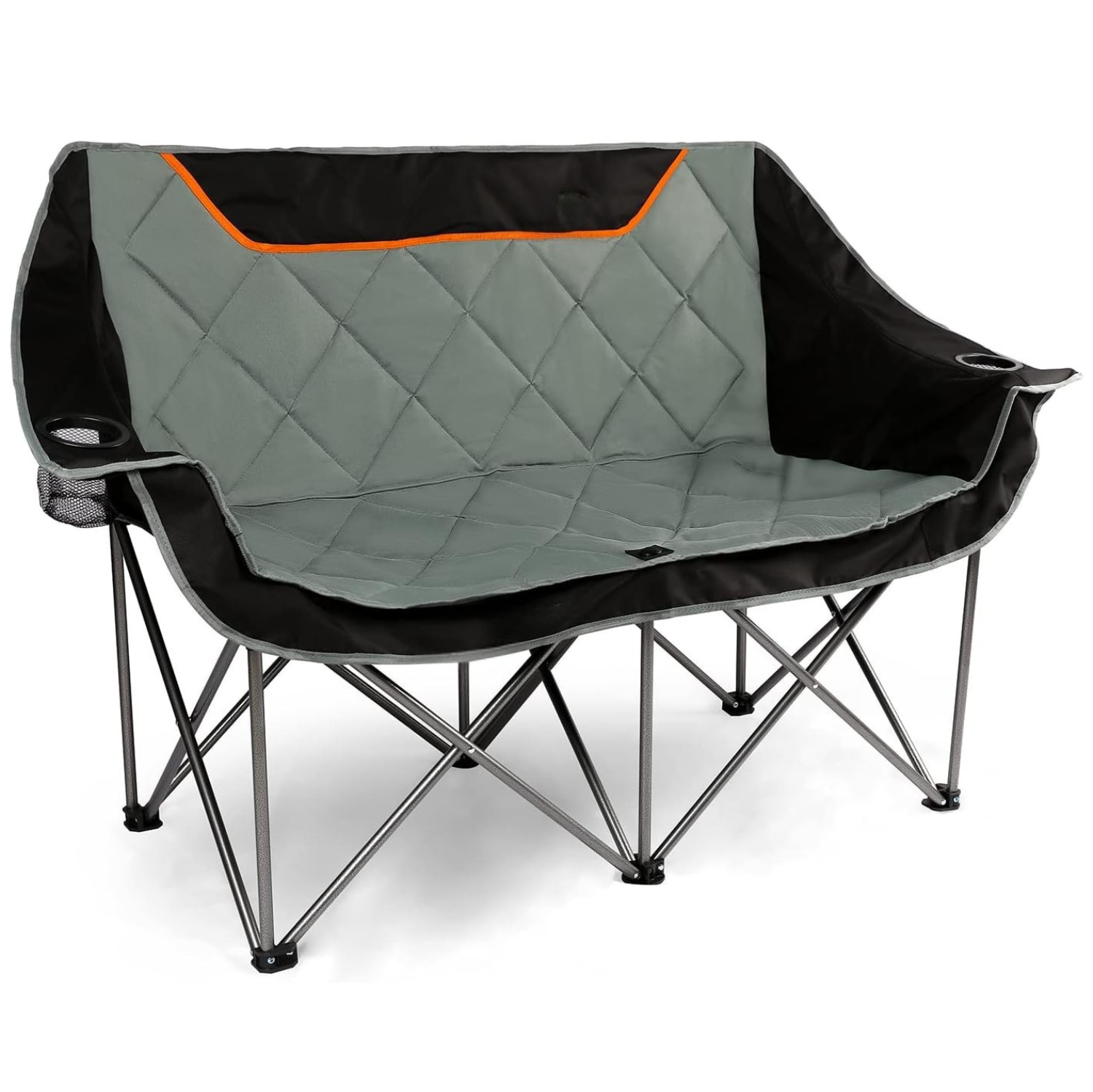 Oversized Folding Camping Loveseat Chair with Cup Holders, Supports 650 lbs