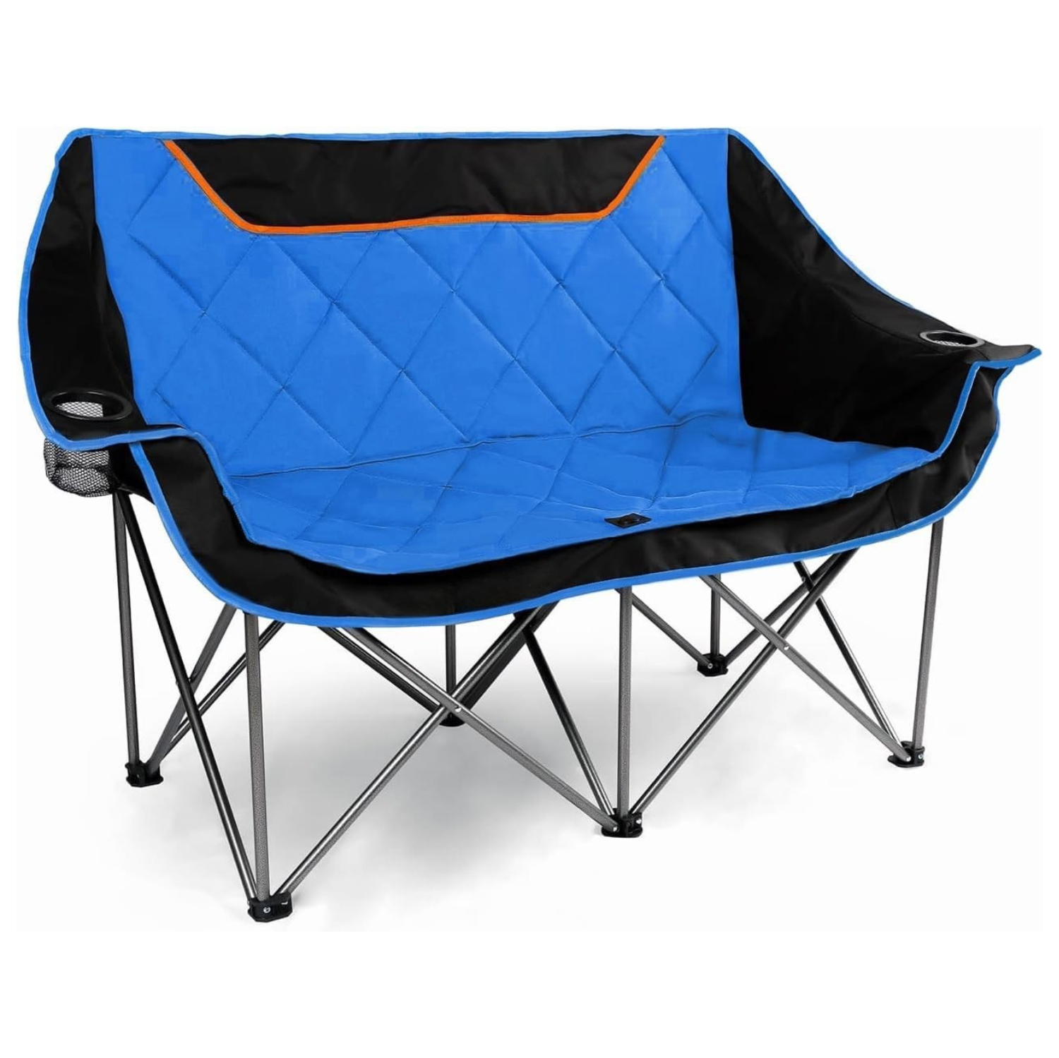 Oversized Folding Camping Loveseat Chair with Cup Holders, Supports 650 lbs