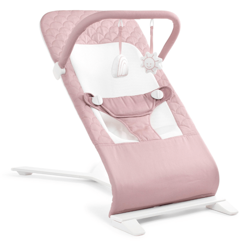 Portable Baby Bouncer with 3 Recline Positions, Mesh Inset, and Toys