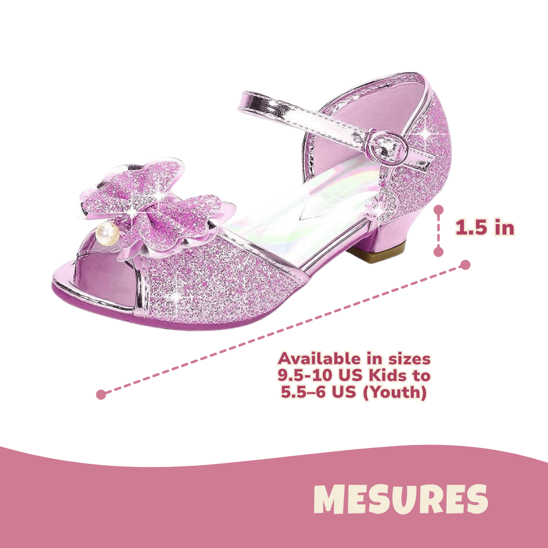 Princess Heeled Sandals for Girls - Glitter & Buckle Design