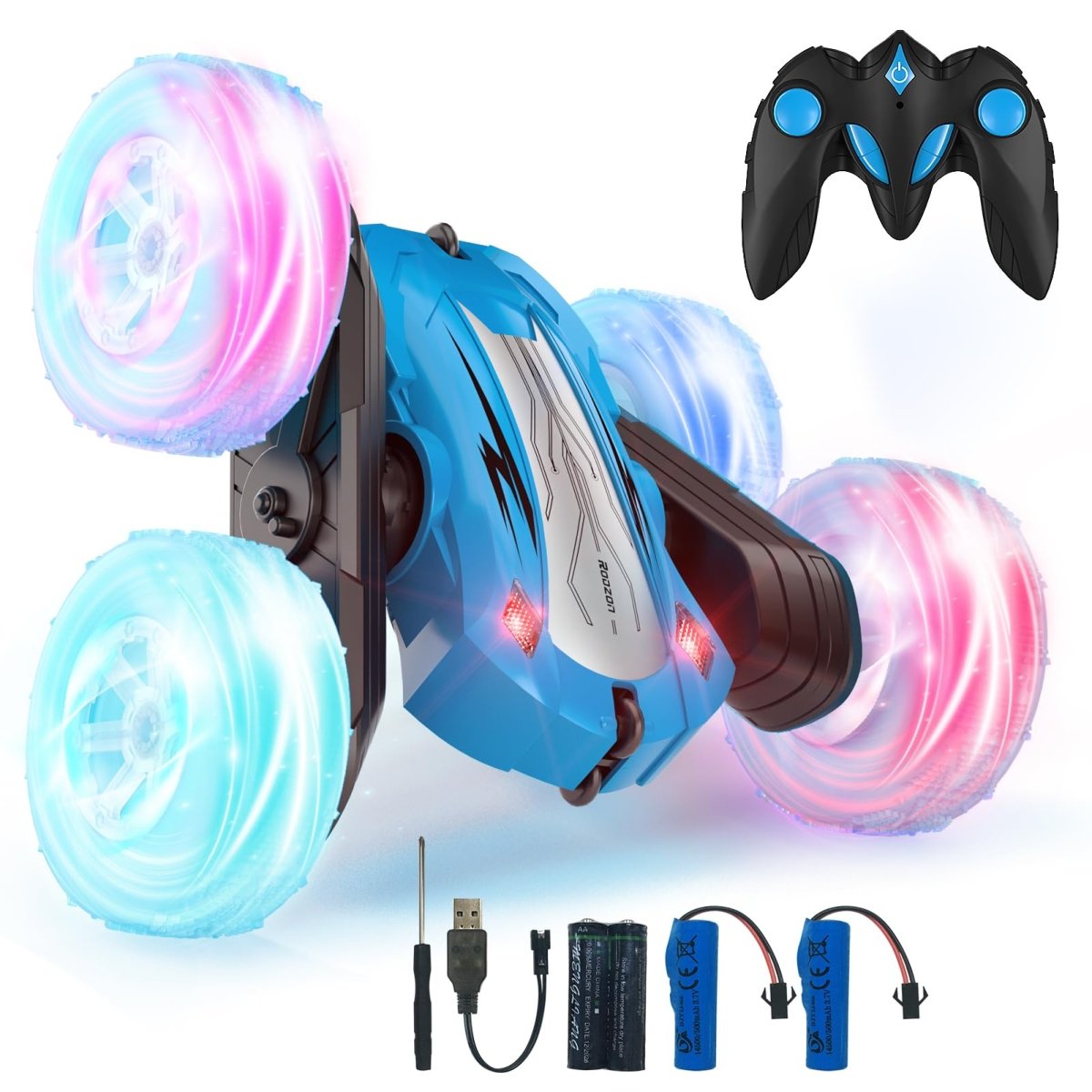 RC Stunt Truck 360° Spin – 2.4GHz Remote, LED Wheels, Dual Battery