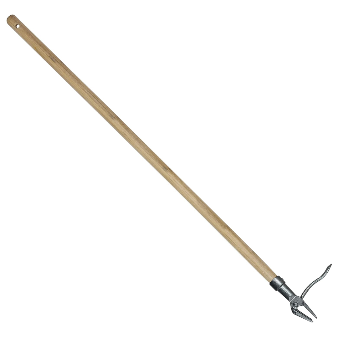 Stand-Up Weed Puller with Bamboo Handle and 4-Claw Steel Head