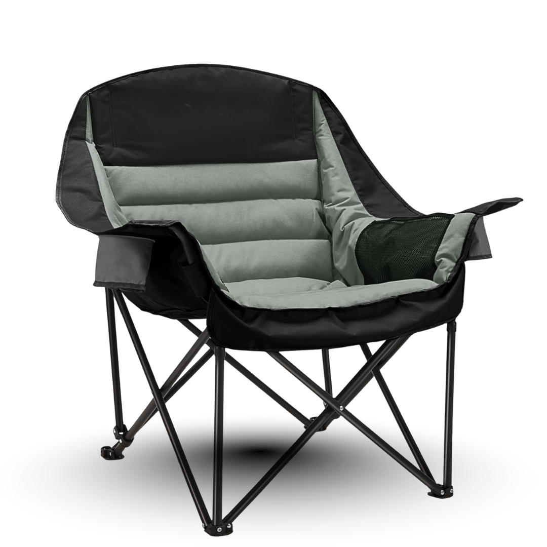 Steel Folding Camping Chair with Alloy Frame and Storage Pockets
