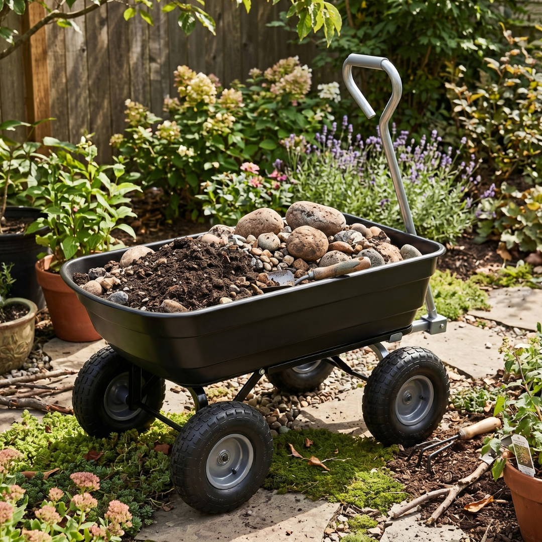 Steel Frame Utility Wagon Cart 600 lb Capacity Garden and Yard Use