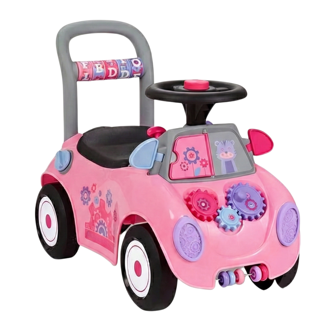 Toddler Ride-On Car with Push Walker, Ride Mode, and Activity Panel