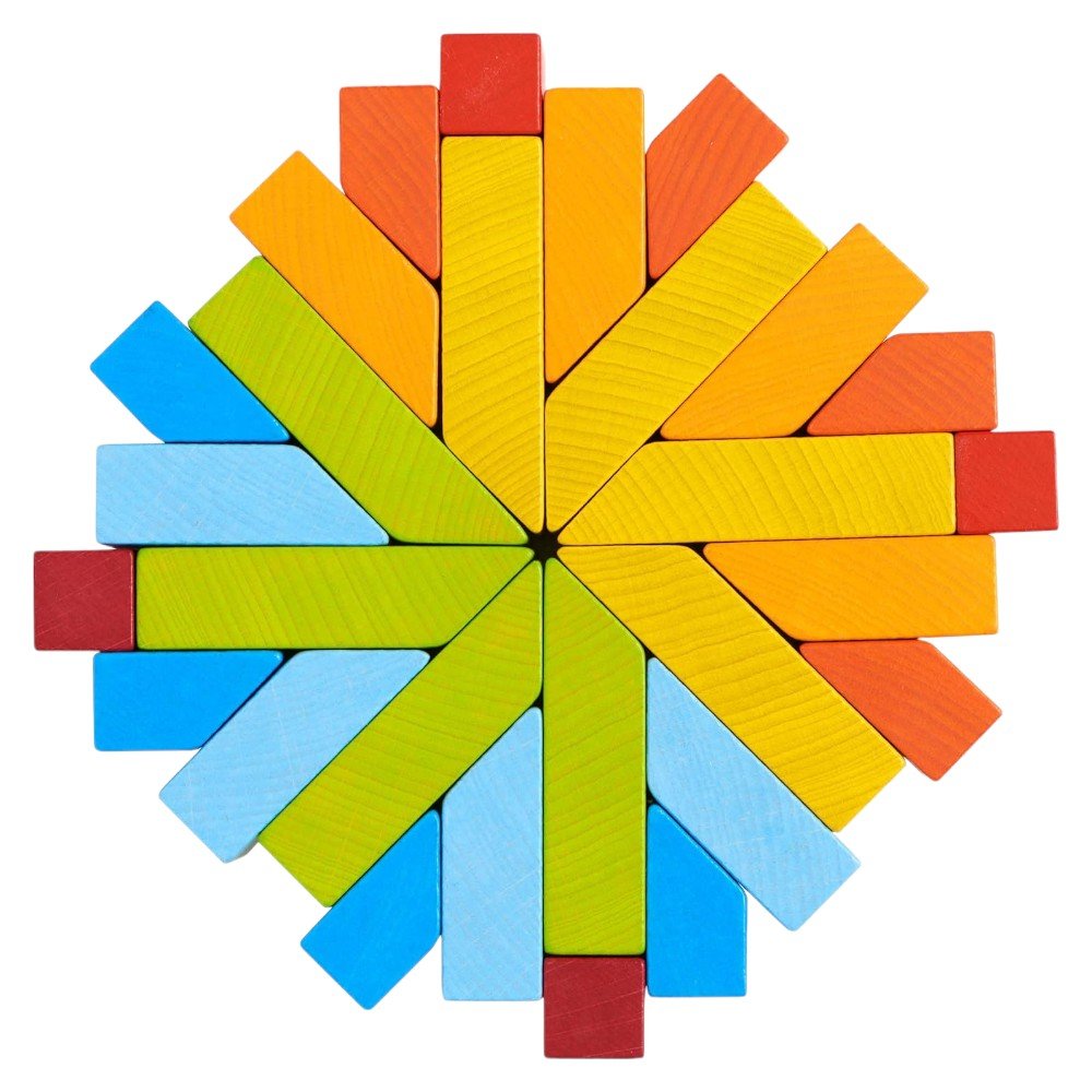 Wooden 3D Stacking Blocks 28 Pieces STEM Toy for Kids 2+ Multicolor